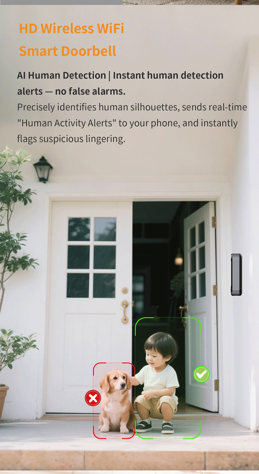 Intelligence Z80Doorbell for Home Use Low Power Consumption Wireless wifi Video Doorbell HD Night Vision Surveillance Doorbell with Ding Dong