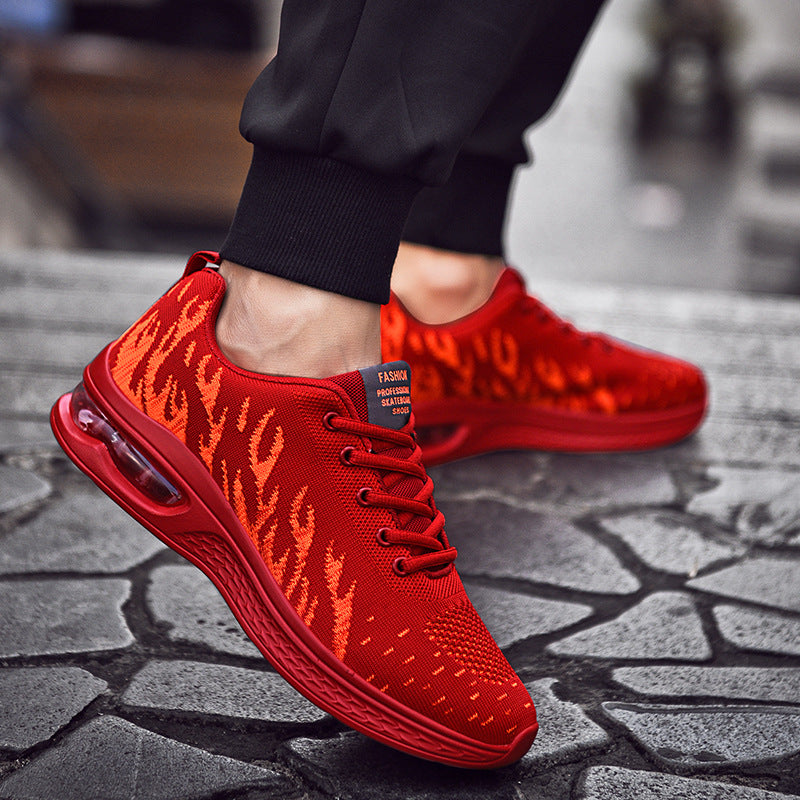 New Sports Shoes Four Seasons Casual Flyknit Breathable Cushion Running Shoes for Teenagers Ultra-light Shock-absorbing Trendy Men's Shoes