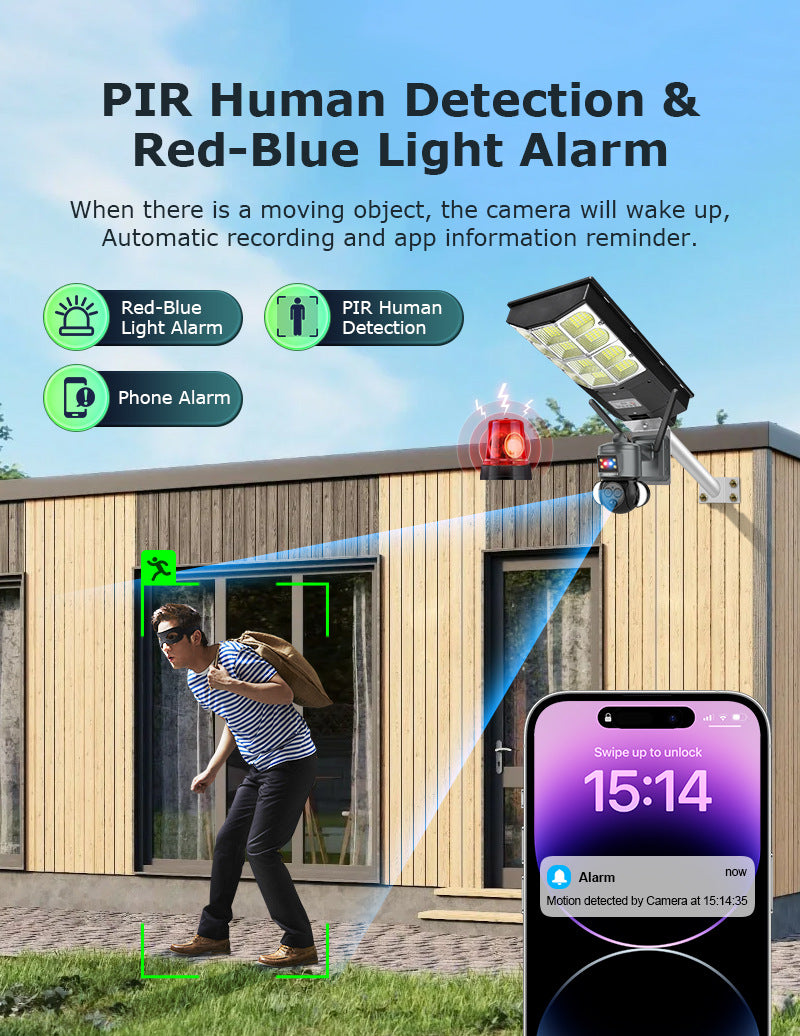 Courtyard12High Definition Zoom Solar Street Light Monitoring600Wanquan Color Night Vision Multi-screen Camera