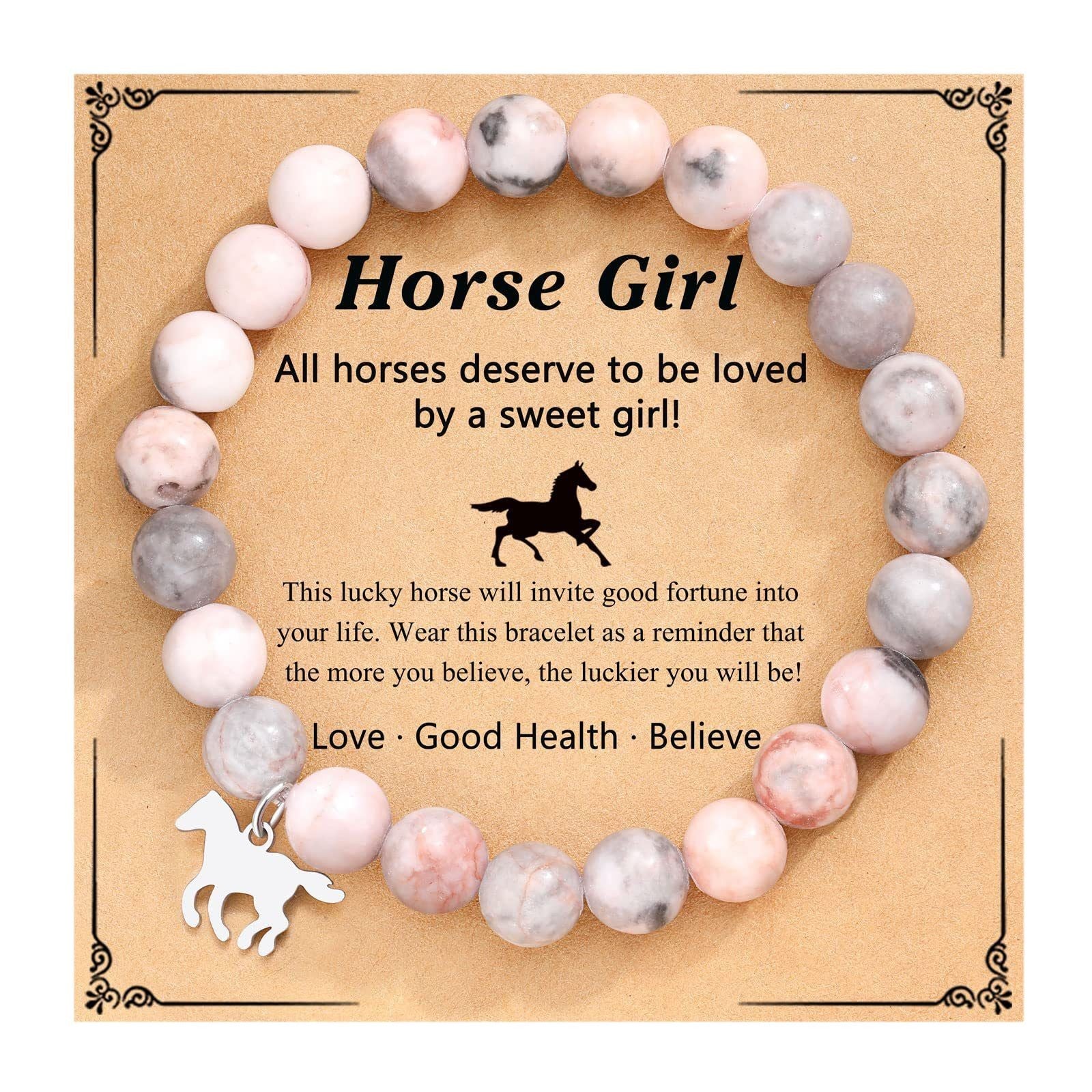 Women's Blue Jade Magnetic Spacer Bracelet Natural Stone Pink Zebra Beaded Bracelet Stainless Steel Pony Pendant Bracelet