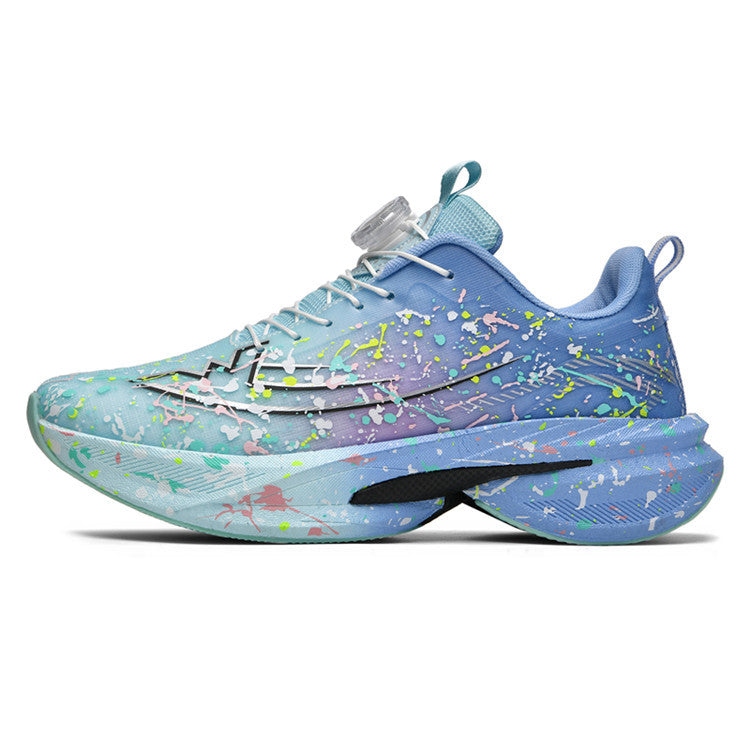 2025Four Seasons New Casual Couple's Real Explosive Carbon Plate Rotating Buckle Running Shoes Youth Graffiti Fashion Sports Shoes
