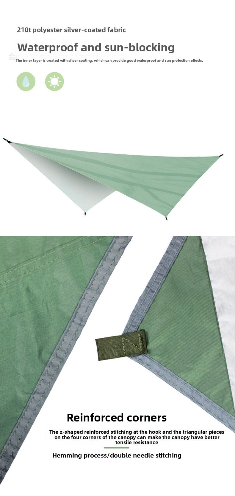 Outdoor Diamond-Shaped Canopy Hammock Sunshade Waterproof Sun Protection Portable Patio Garden Sunshade Sail