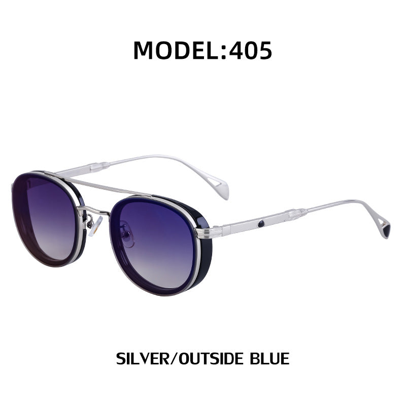 European and American Retro Oval Frame Sunglasses for Men, Side Wrap Small Frame Sunglasses for Women, Trendy Glasses Wholesale shades