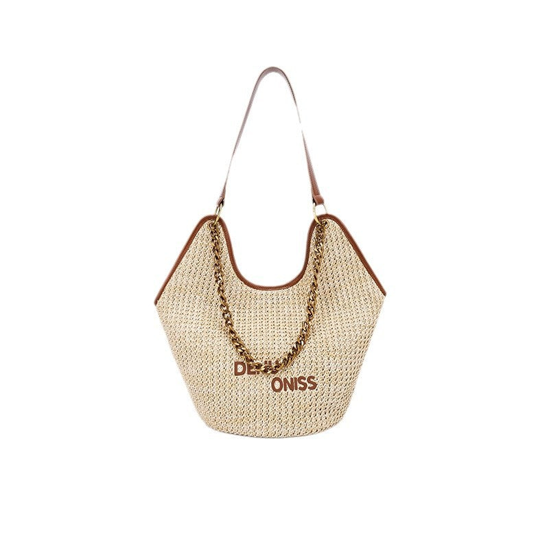 Straw Bag Large Capacity Fashion Women's Bag New Handmade Woven Tote Bag Vacation Style Beach Women's Bag