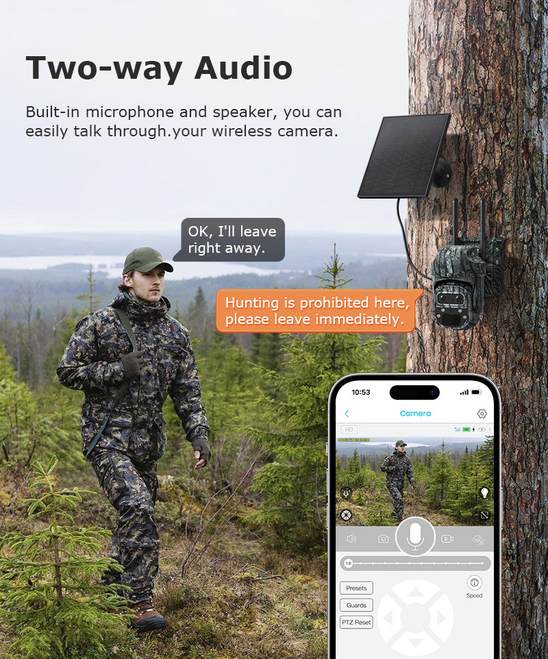 Exclusive Supply600Wan HD Night Vision Camera Low Power Consumption4G Solar Camouflage Camera12Zoom