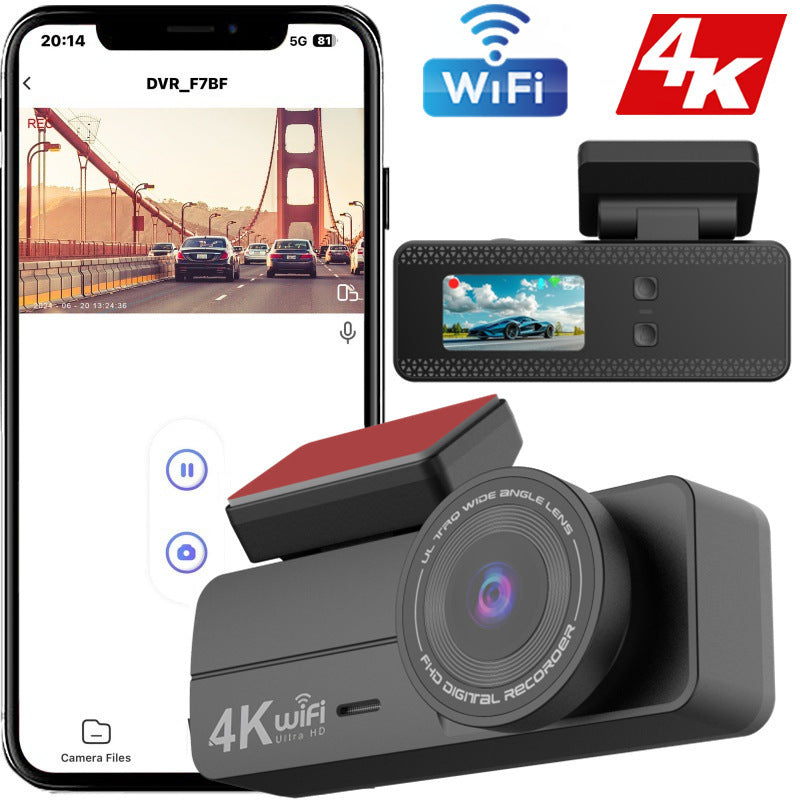 K02Driving Recorder Mobile Phone Interconnection WiFi High Definition Ultra Wide Angle Night Vision No Installation Required4K Vehicle Recording