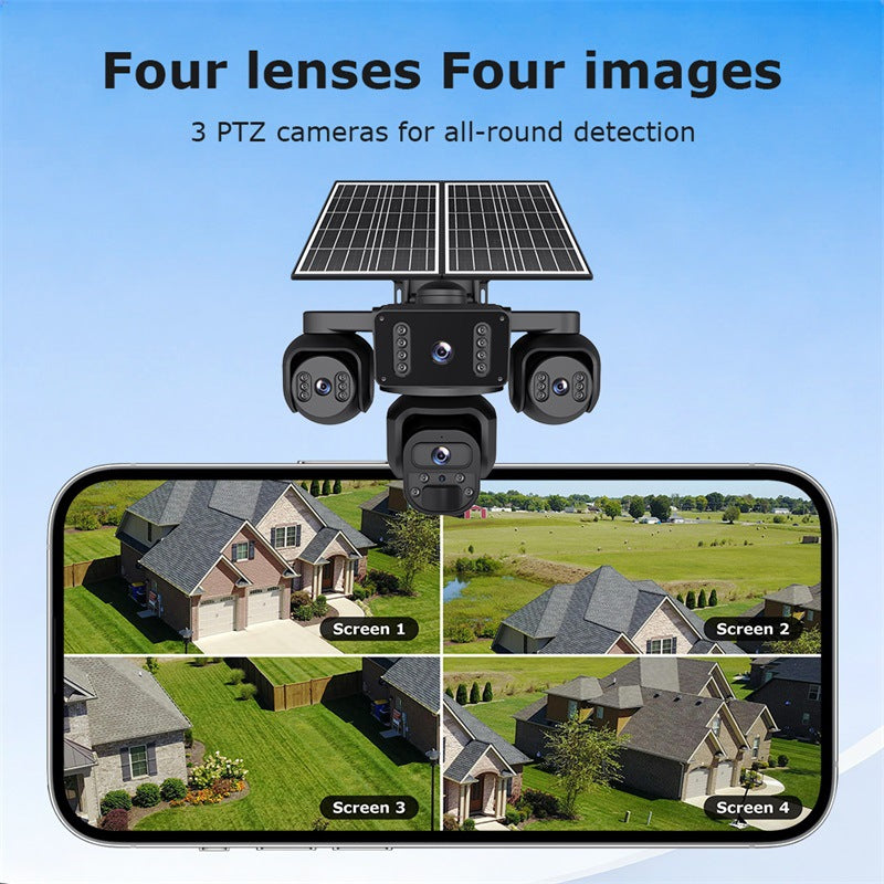 AOV Solar Monitoring HD Four-eye Solar Surveillance Camera Outdoor24Hourly Real-Time Monitoring