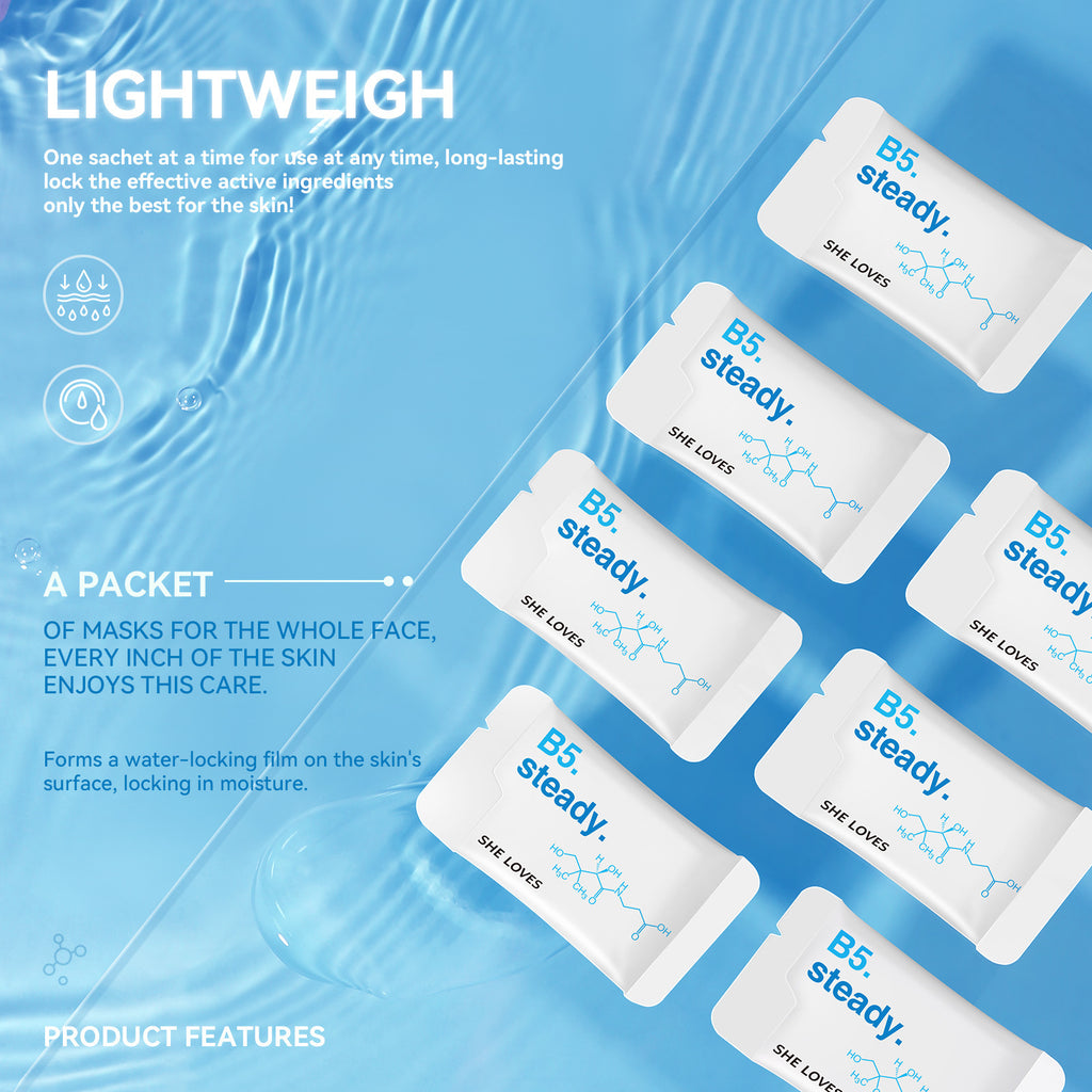 Hydrating and Soothing B5Facial Mask Hydrating Moisturizing Brightening Dullness Emergency Repair Soothing Sensitive Skin Mask Set