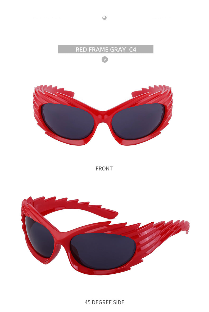Europe and America Y2K Millennium Windproof Sunglasses for Women Trendy Personality Irregular Shape Sun Protection Sunglasses for Men Cycling Sports Glasses