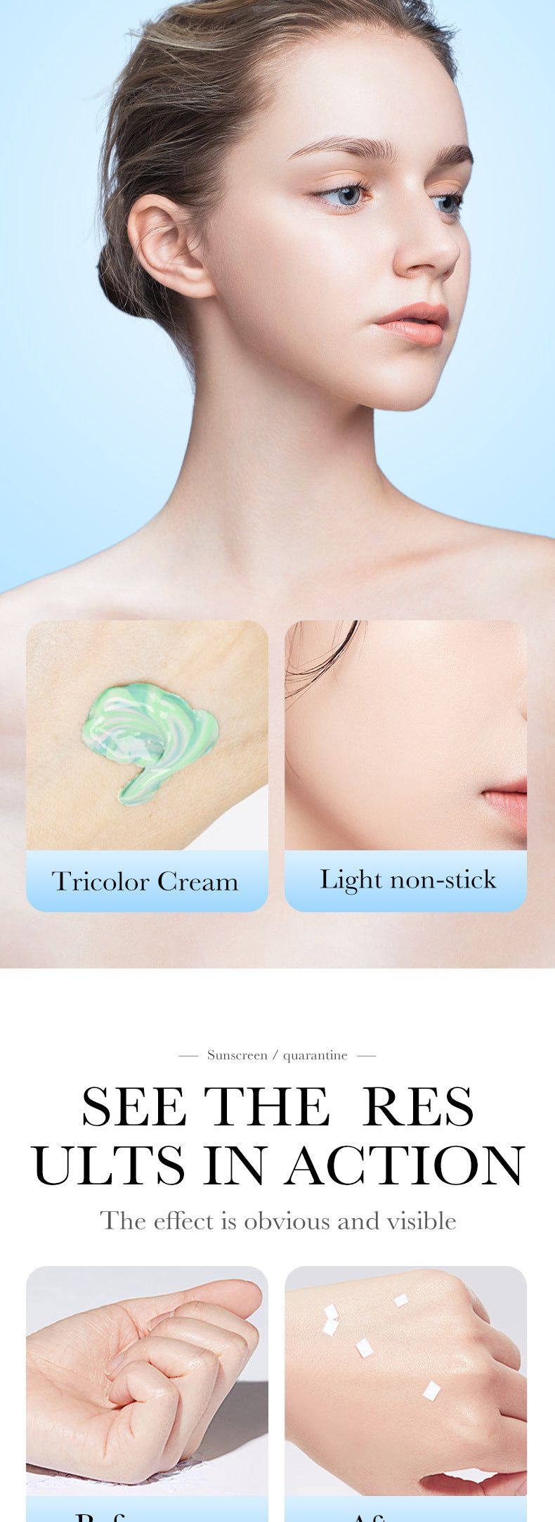 Makeup SADOER Three-color Rainbow Primer Brightening Skin Tone Sunscreen Makeup Base  Wholesale