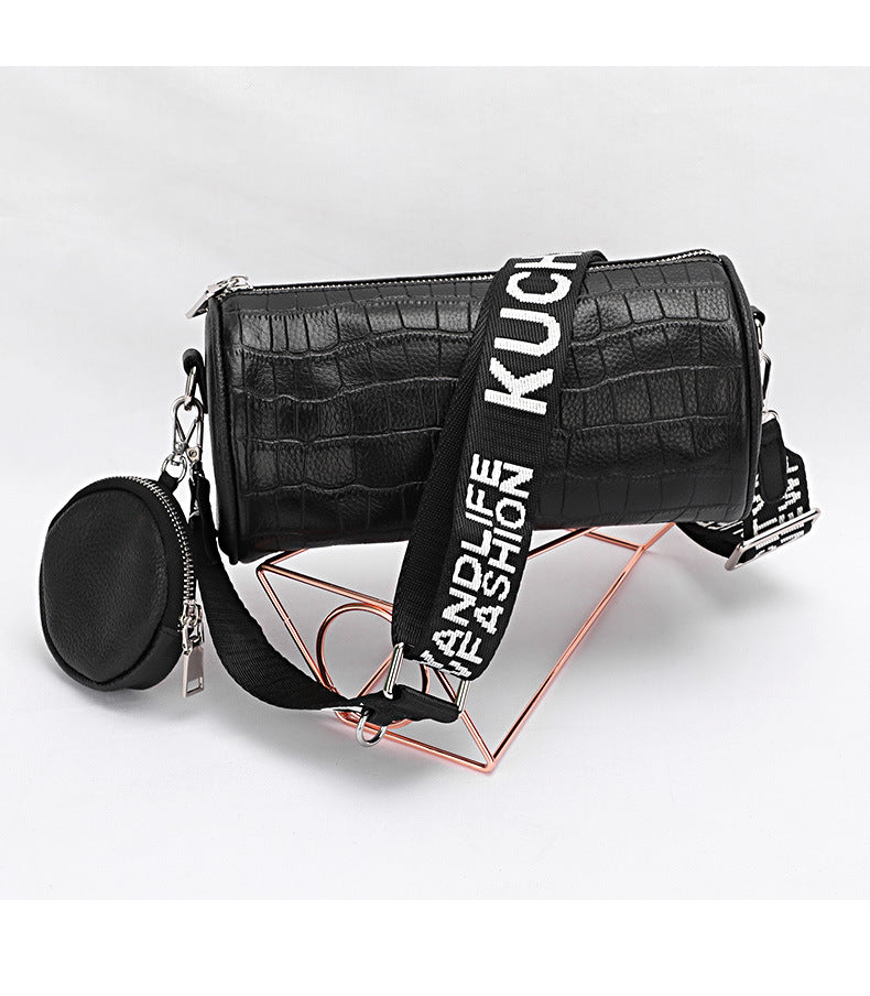 Crocodile Pattern Single Shoulder Women's Bag Trendy Fashion Crossbody Bag Niche Versatile Personality Mini Cylinder Underarm Women's Bag