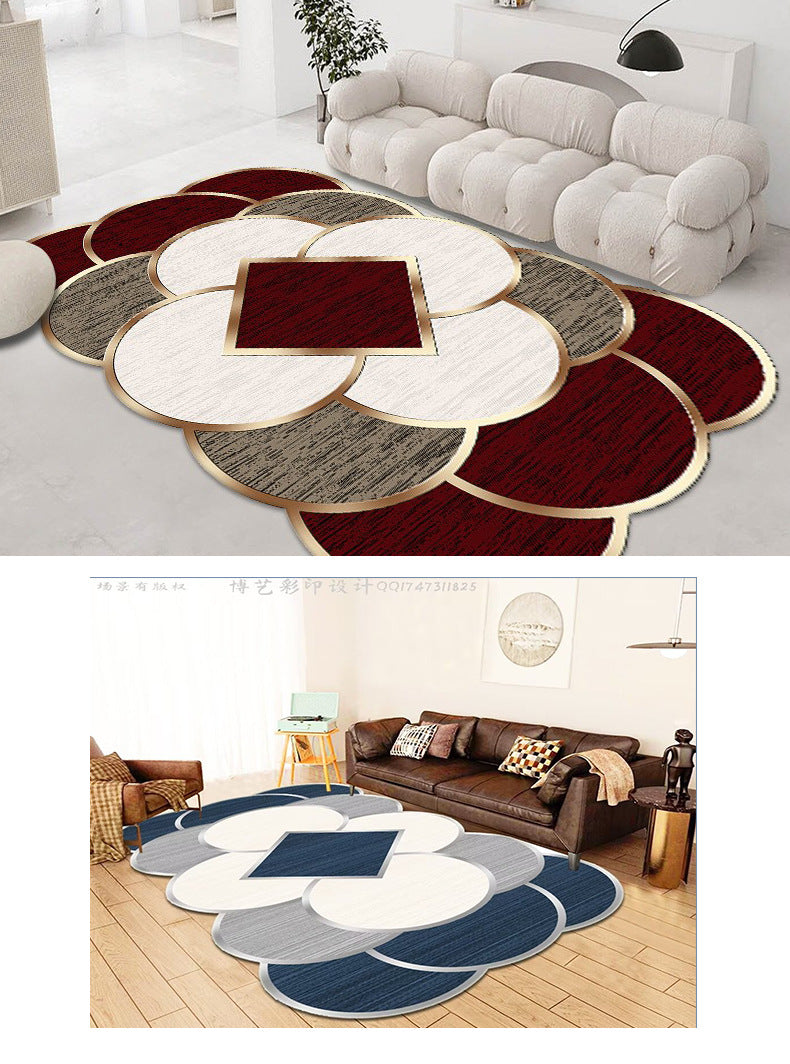 Crystal Velvet Carpet Full Coverage Living Room Non-Slip Coffee Table Rug Chinese Classical Home Bedroom Bedside Rug One Piece Dropshipping