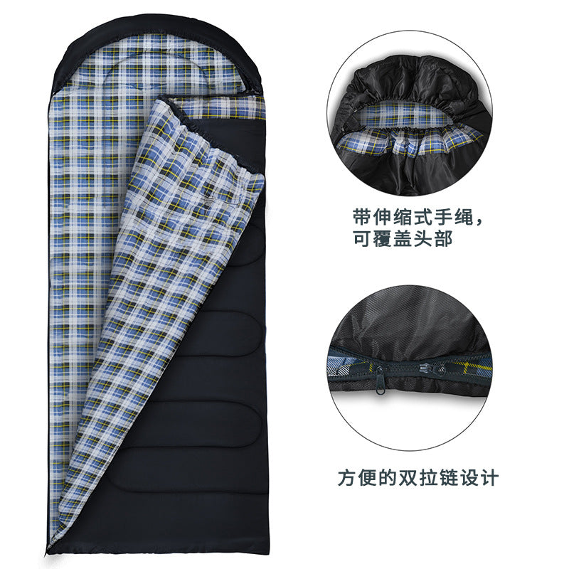 Winter Sleeping Bag Thickened and Widened Warm Quilt Envelope Style Outdoor Camping Adult Sleeping Bag2kg