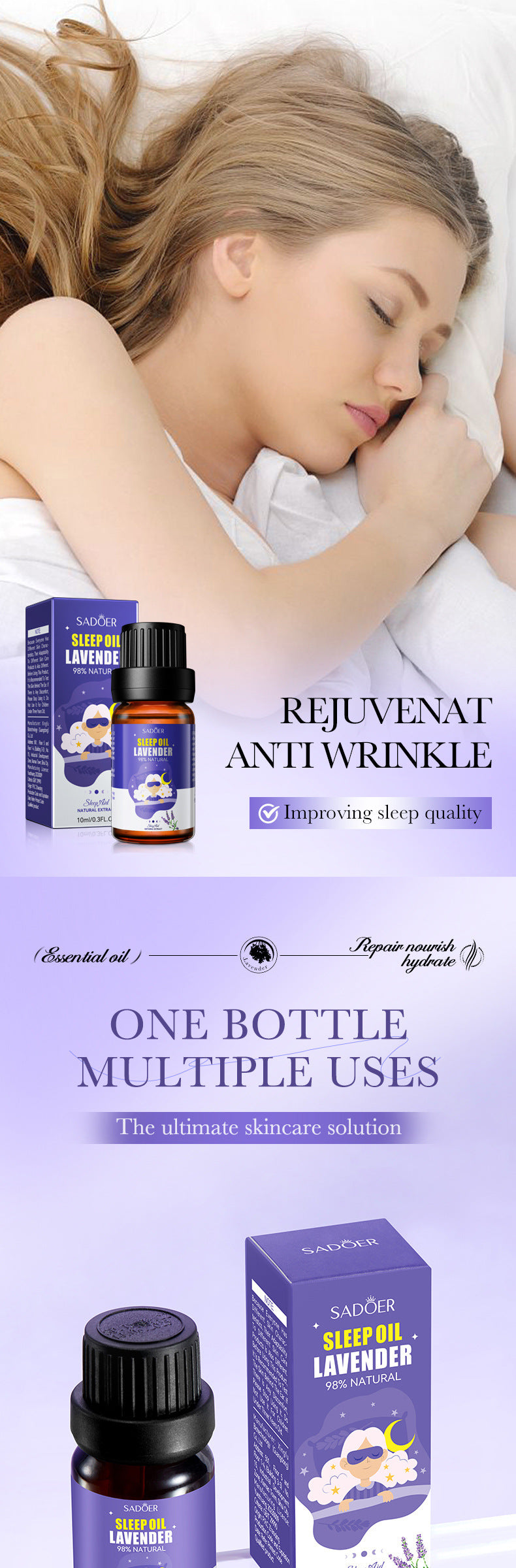 Lavender Essential Oil SADOER Fragrance improves sleep and relieves fatigue essential oil cross-border foreign trade wholesale