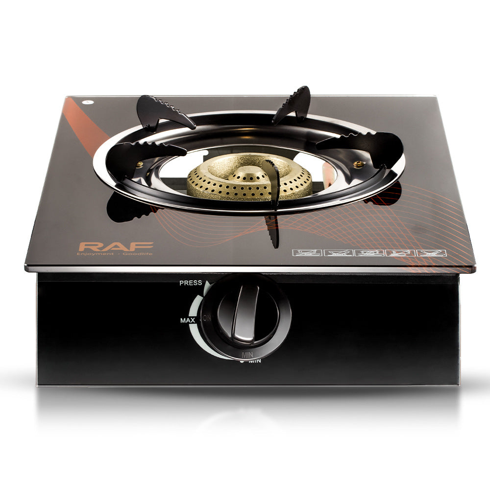 European Standard Gas Stove Single Burner Household Liquefied Gas Tabletop Flameout Protection Glass Rotating High Heat Natural Gas R.8034