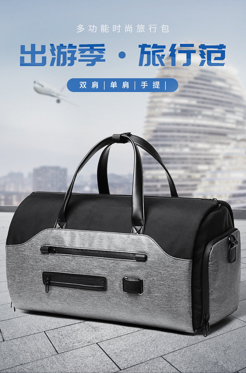 Men's Travel Bag Foldable Suit Gym Bag Large Capacity Multifunctional Waterproof Short Trip Handheld Shoulder Luggage Bag