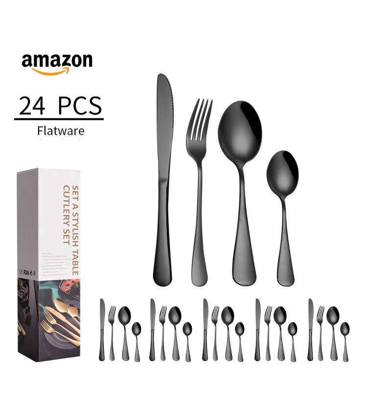 1010241 Piece Western Dessert High Aesthetic gold Steak Knife Fork Spoon Stainless Steel Cutlery Set