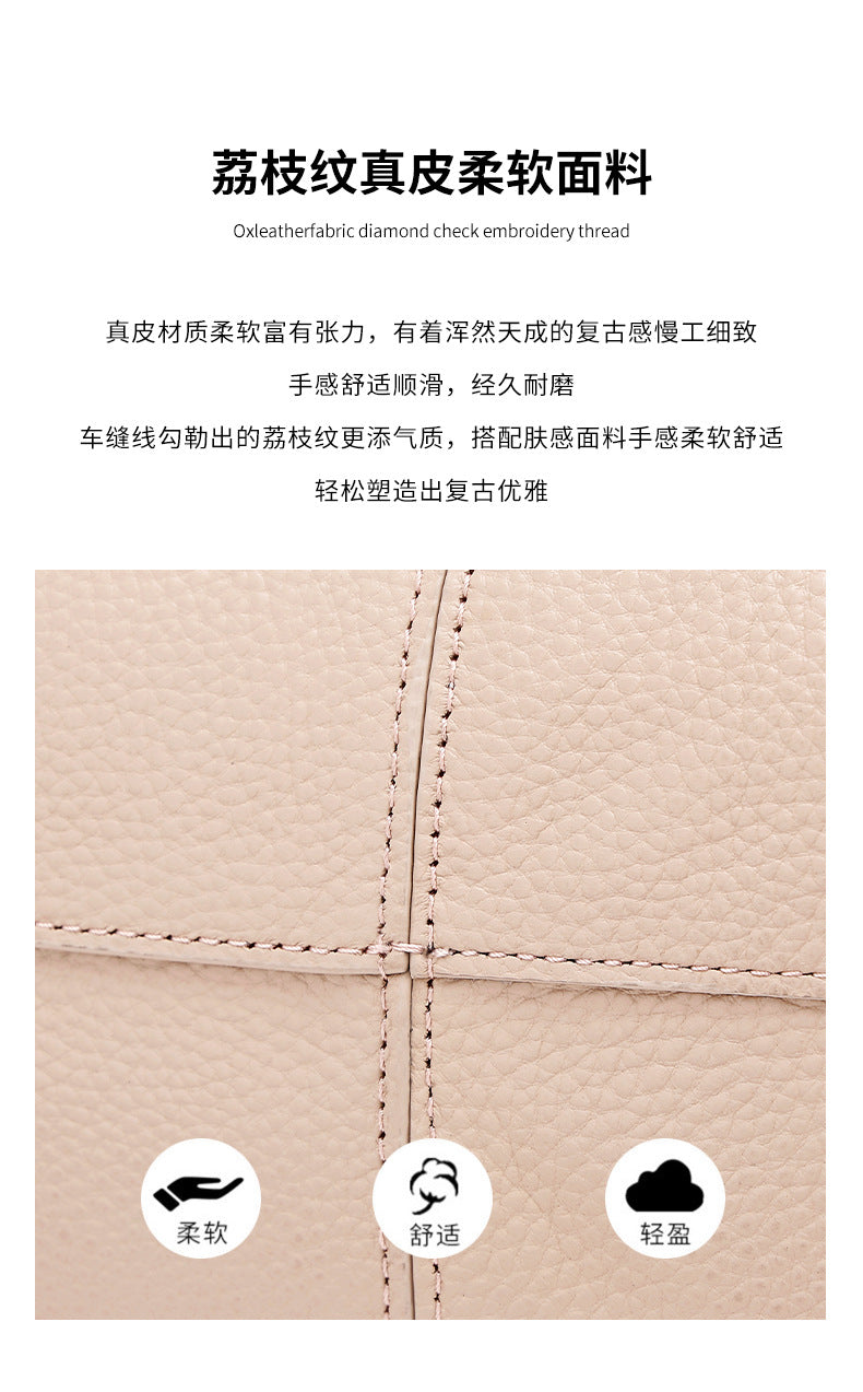 European and American Style Boling En Cloud Bag Lychee Pattern Light Luxury Crossbody Shoulder Dumpling Bag New Women's Underarm Handbag Trendy