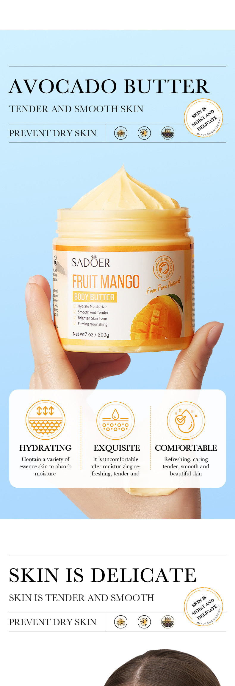 Plant Body Lotion SADOER Avocado Moisturizing Rose Butter Body Lotion  Wholesale