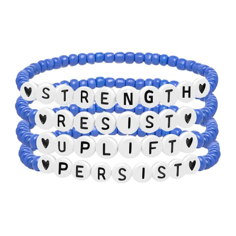 strength Spiritual Power Bracelet Set Elastic Cord Bracelet Women's Gift Heart Beads Letter Bracelet