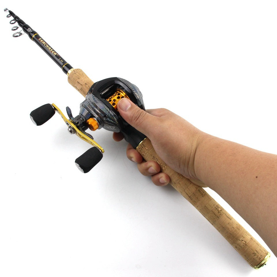 A Fishing Gear Gun Handle Retractable Lure Water Drop Reel Combo Ultra-light Ultra-short Fishing Rod Wooden Handle Rod