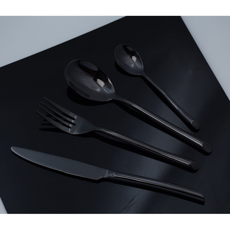 American Style Stainless Steel Western Steak Knife Slanted Tail Knife Fork Spoon Mirror Polished Tea Set3Solid Fork with Teeth