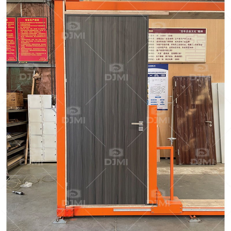 Modern Fire Rated Wood Doors Steel Metal Fire-proof Doors Single Double Swing Main Door Wooden Skin Painted Finished