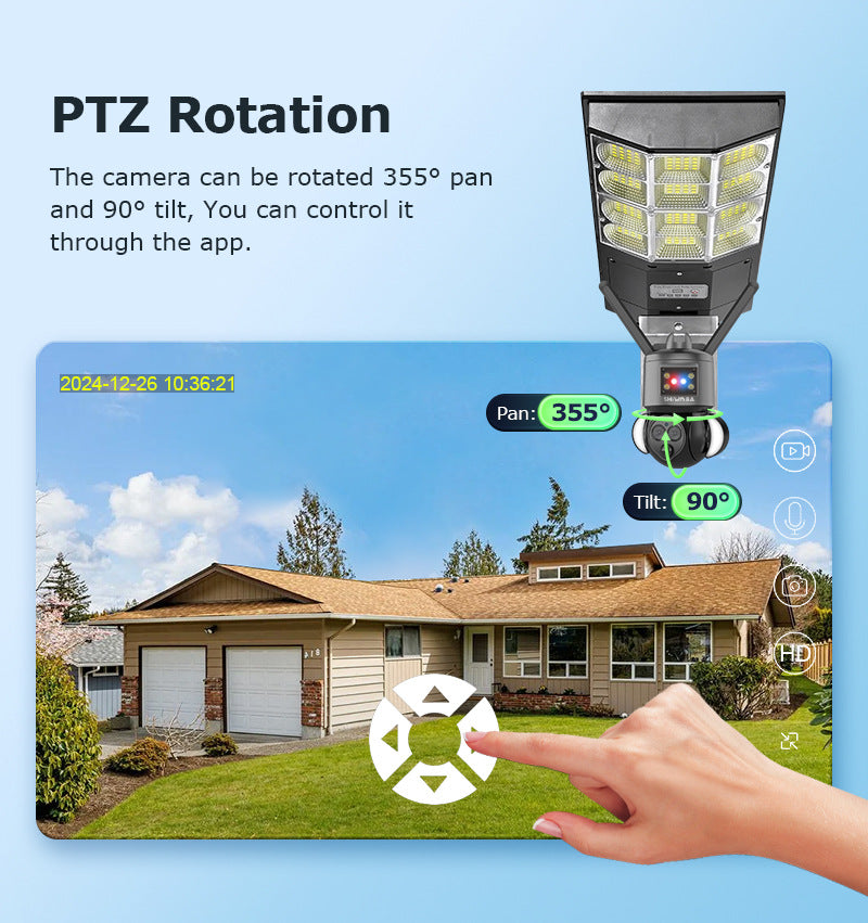Courtyard12High Definition Zoom Solar Street Light Monitoring600Wanquan Color Night Vision Multi-screen Camera