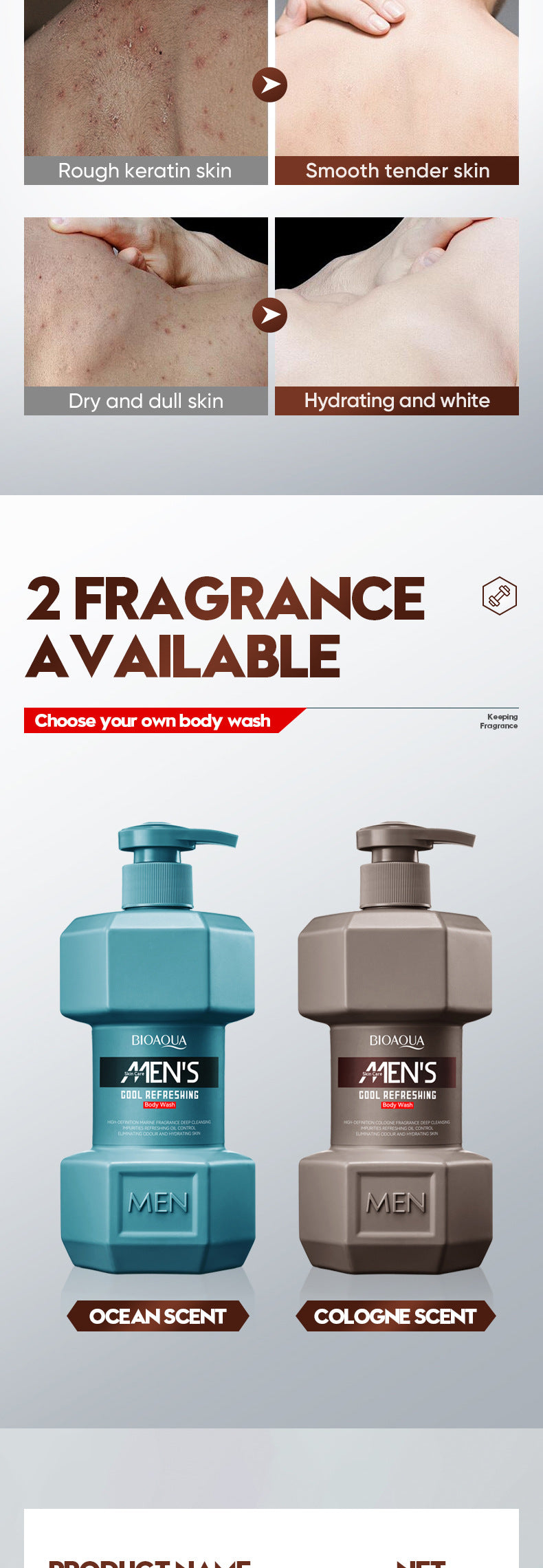 Men's Ocean Refreshing Fragrance Shower Gel BIOAOUA  foreign trade wholesale of cleansing body wash