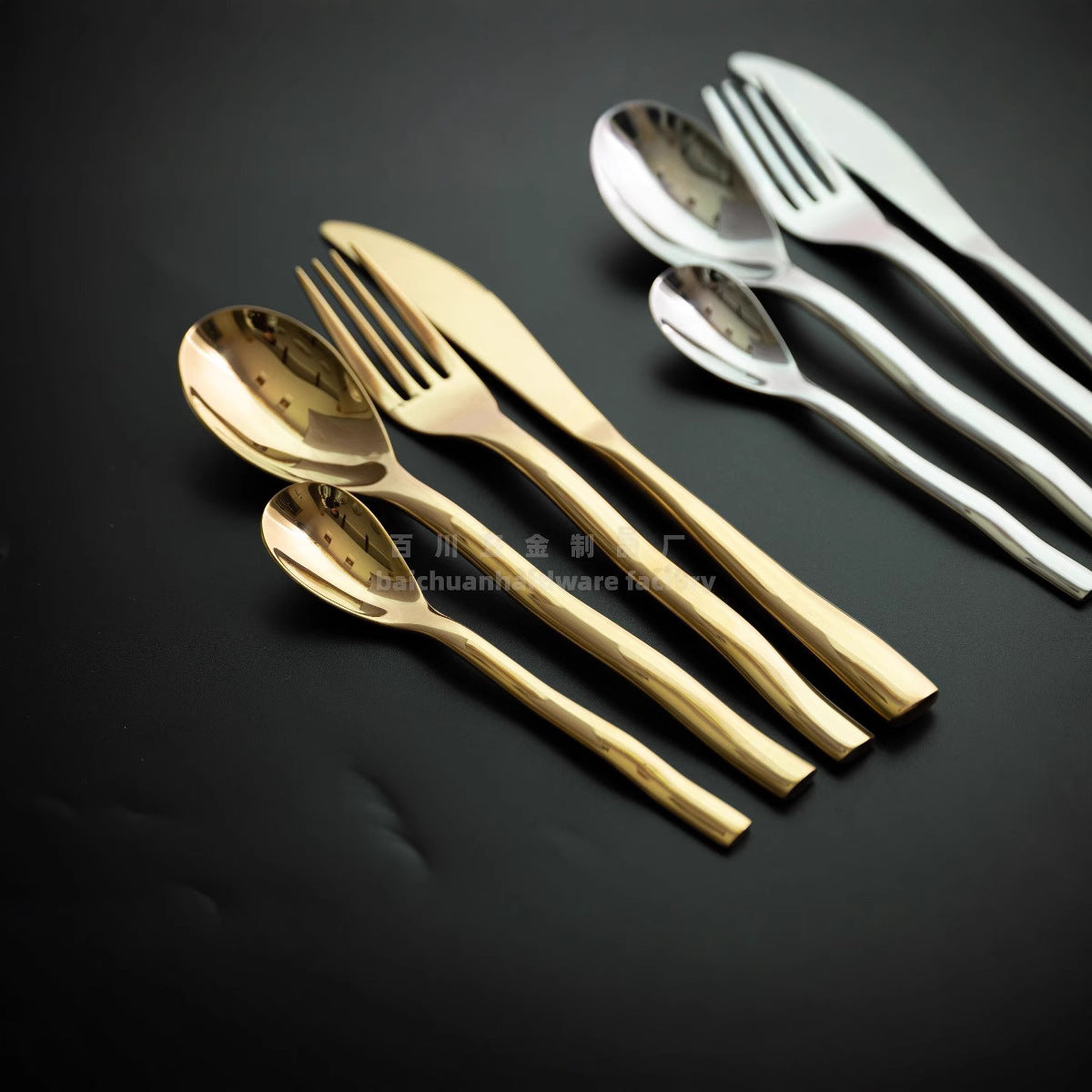 Nordic Style ins304Stainless Steel Steak Knife Fork Spoon Wave Pattern Creative Simple Western Dining Utensils Hotel Supplies Wholesale