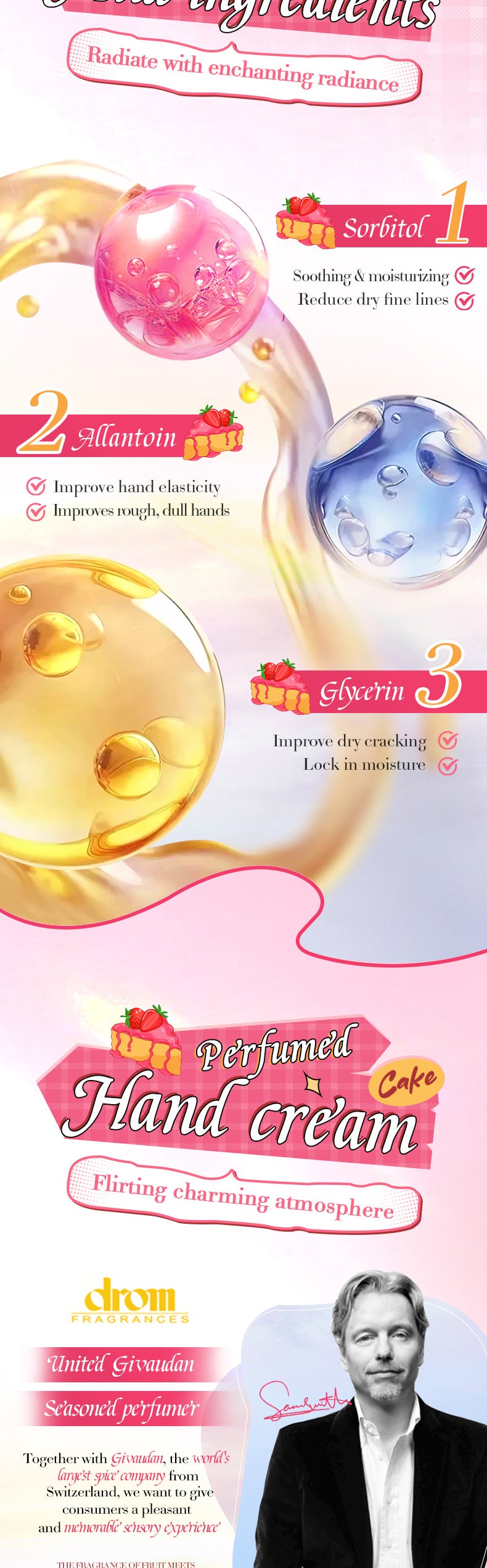 Strawberry Cake Hand Cream BIOAOUA Fragrance Hand Cream  Foreign Trade Wholesale