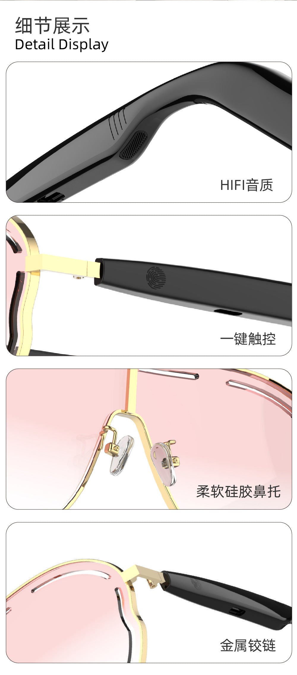 Smart Bluetooth Audio Anti-Blue Light Sunglasses Glasses Voice Assistant Can Make Calls Wireless Bluetooth Headset Smart Glasses