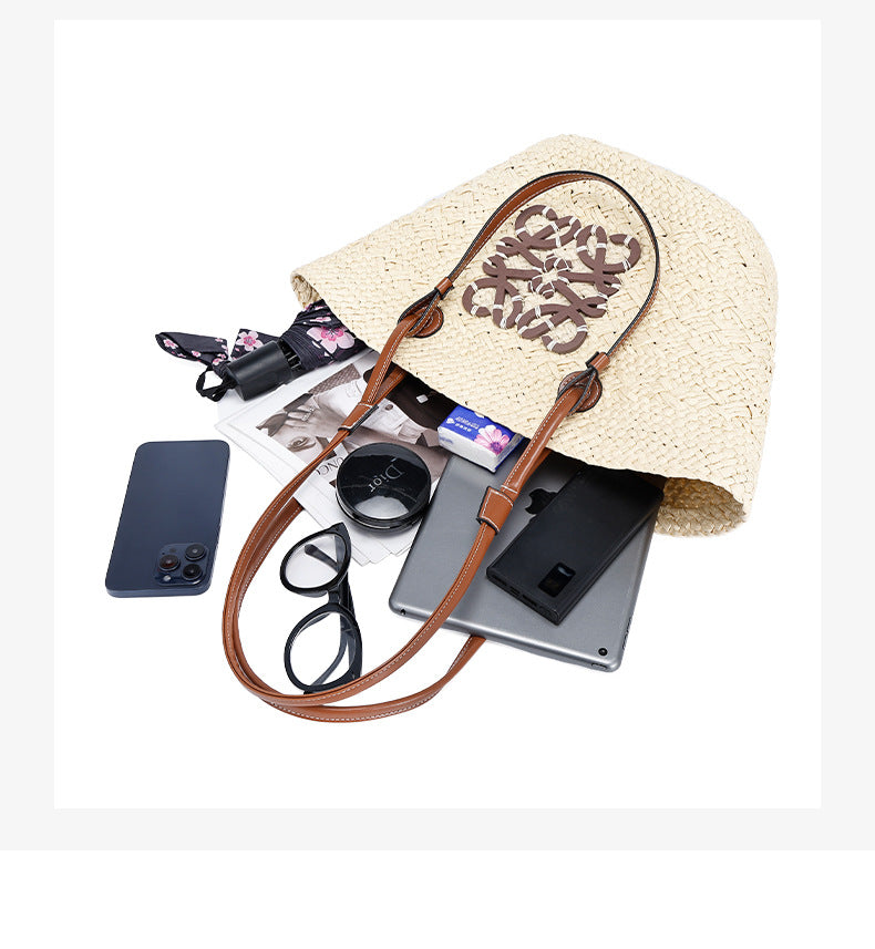 Large Capacity Straw Woven Bag for Women2025Summer new fashion vacation style beach bag single shoulder handbag for women