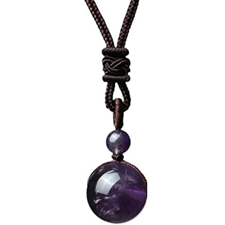 Natural Obsidian Necklace16mm Beaded Tiger Eye Stone Pendant Holiday Gift Couple Amethyst Necklace
