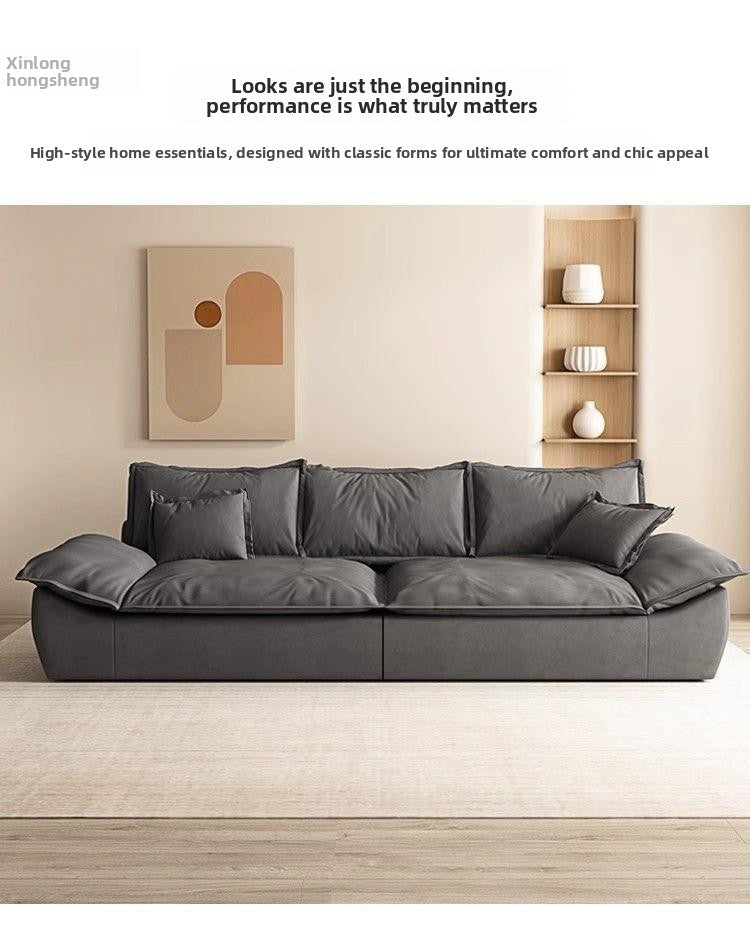 Italian Minimalist Sailboat Sofa Light Luxury Home Living Room Large Sofa Rental House Small Apartment Straight Row Fabric Sofa