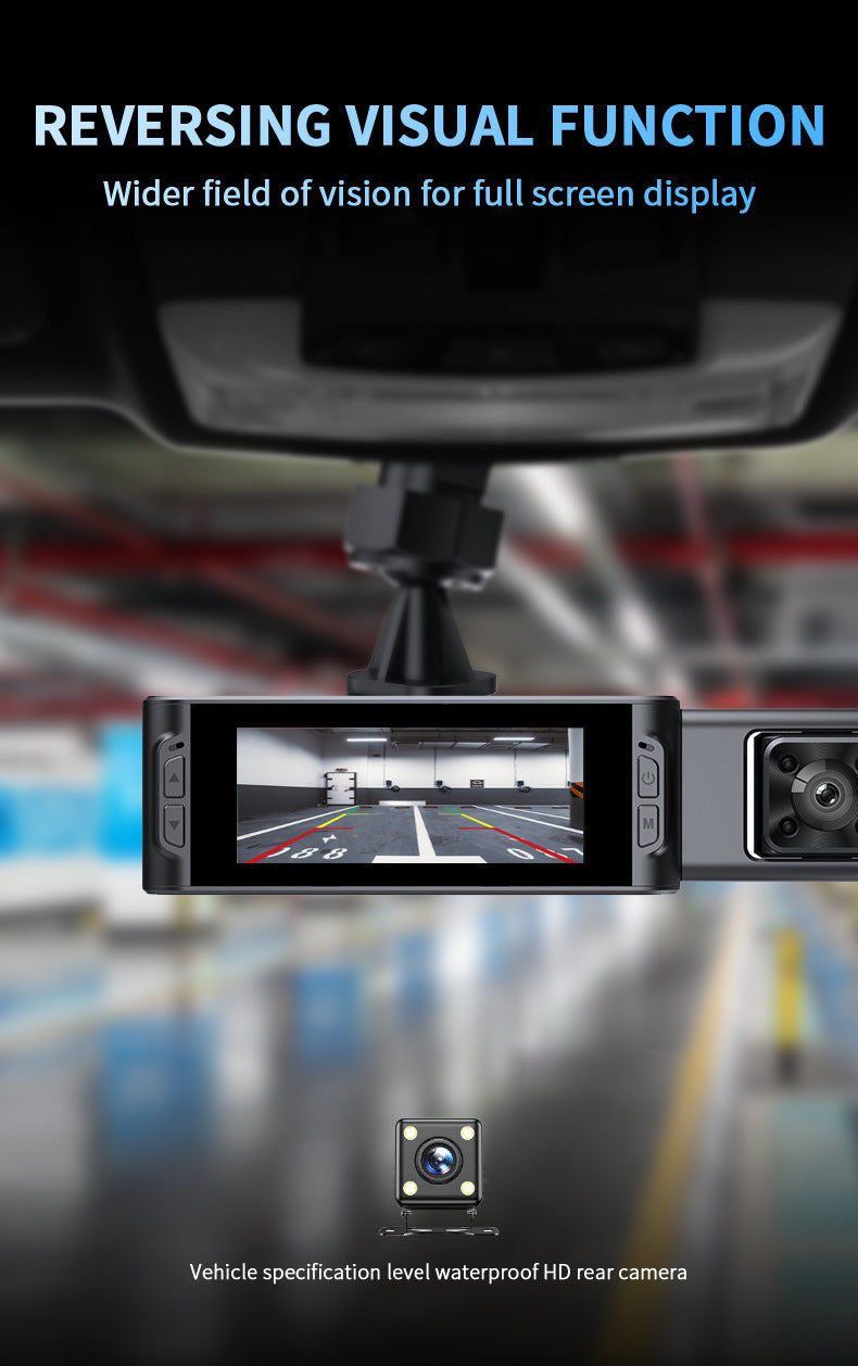 S181080P Three-lens driving recorder with high-definition ultra-wide-angle night vision WiFi Vehicle Front Dash Cam