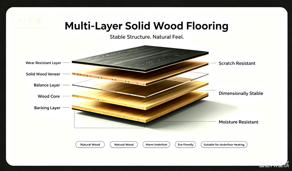 SK 1202 Full Birch Multi-layer Core Solid Wood Oak Veneer 1.2mm Skid-resistant Lock Joint Engineered Flooring