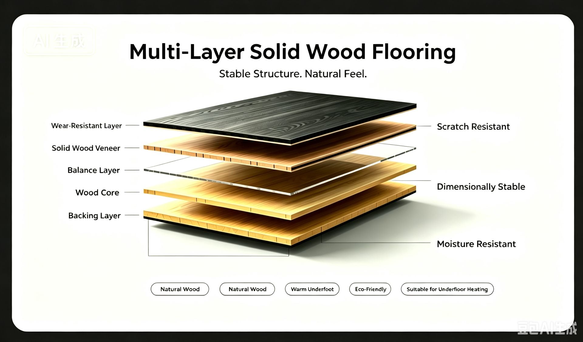 SK 1202 Full Birch Multi-layer Core Solid Wood Oak Veneer 1.2mm Skid-resistant Lock Joint Engineered Flooring
